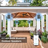 STUDIOFINIX 800W Kültéri Bluetooth Hangszóró Szett - 6,5" Vízálló Fali Hangszórók Teraszra, Kertbe, Medencéhez (4 db, Fekete) 7