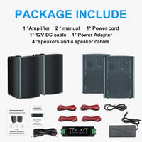 STUDIOFINIX 800W Kültéri Bluetooth Hangszóró Szett - 6,5" Vízálló Fali Hangszórók Teraszra, Kertbe, Medencéhez (4 db, Fekete) 3