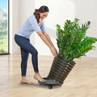 sturiz Okrugli podmetač za biljke 32 cm, postolje za tegle s kotačima, crni, s rotirajućim kotačićima od 360°, za unutarnju i vanjsku upotrebu, za velika opterećenja 4