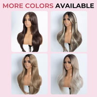 Parochňa Style Icon s hnedou ofinou, HD čipkou vpredu, dĺžkou 26 palcov, vrstvená, syntetická, 13x5x1 T-part, vhodná na každodenné nosenie aj na párty 7