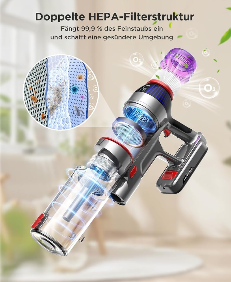Suafsu Cordless Vacuum Cleaner 550W 45000Pa LED kijelzővel