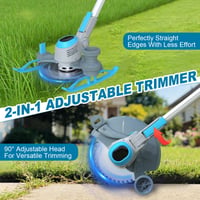 Motocoasă fără fir SUAIIOLK 21 V cu motor fără perii, 2 acumulatori de 4,0 Ah, trimmer 3 în 1, mâner telescopic și cap pivotant 5