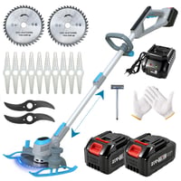 Motocoasă fără fir SUAIIOLK 21 V cu motor fără perii, 2 acumulatori de 4,0 Ah, trimmer 3 în 1, mâner telescopic și cap pivotant 1