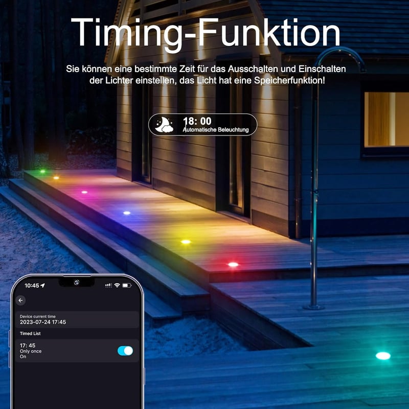 SUBOSI 10db WiFi LED padlóba süllyeszthető lámpa RGBIC meleg fehér IP67 vízálló