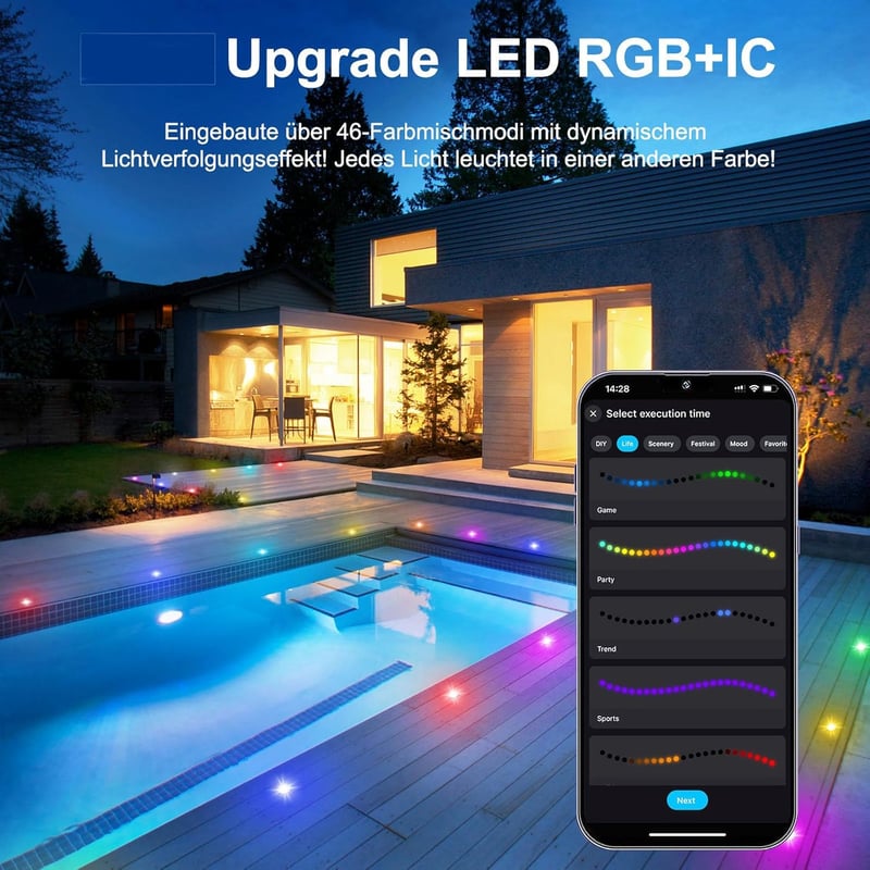 SUBOSI 10db WiFi LED padlóba süllyeszthető lámpa RGBIC meleg fehér IP67 vízálló