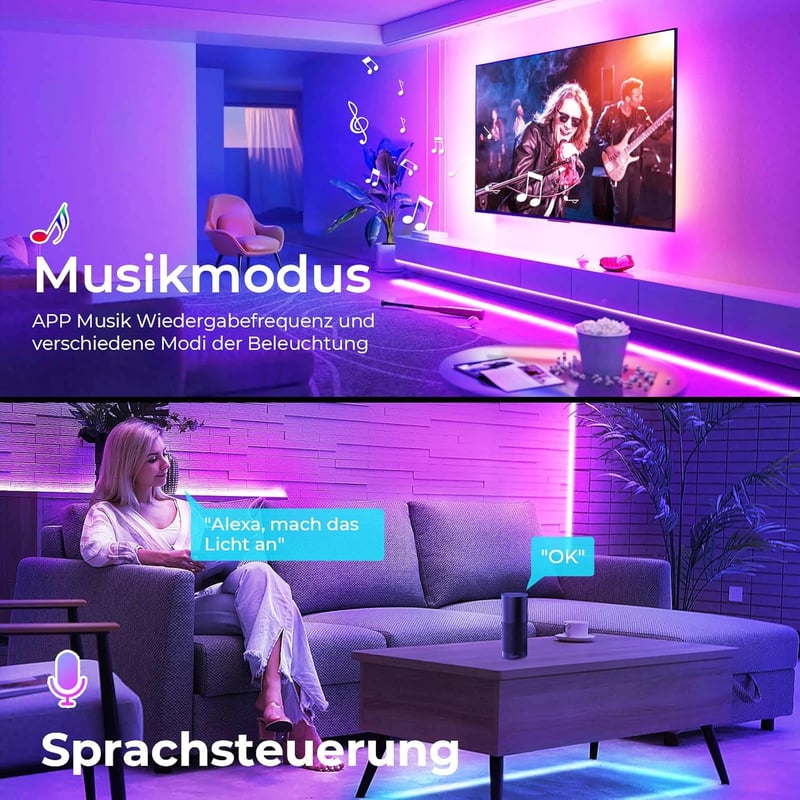 SUBOSI 10m COB LED szalag Alexa Google Home WiFi RGB zenevetítés 576 LED