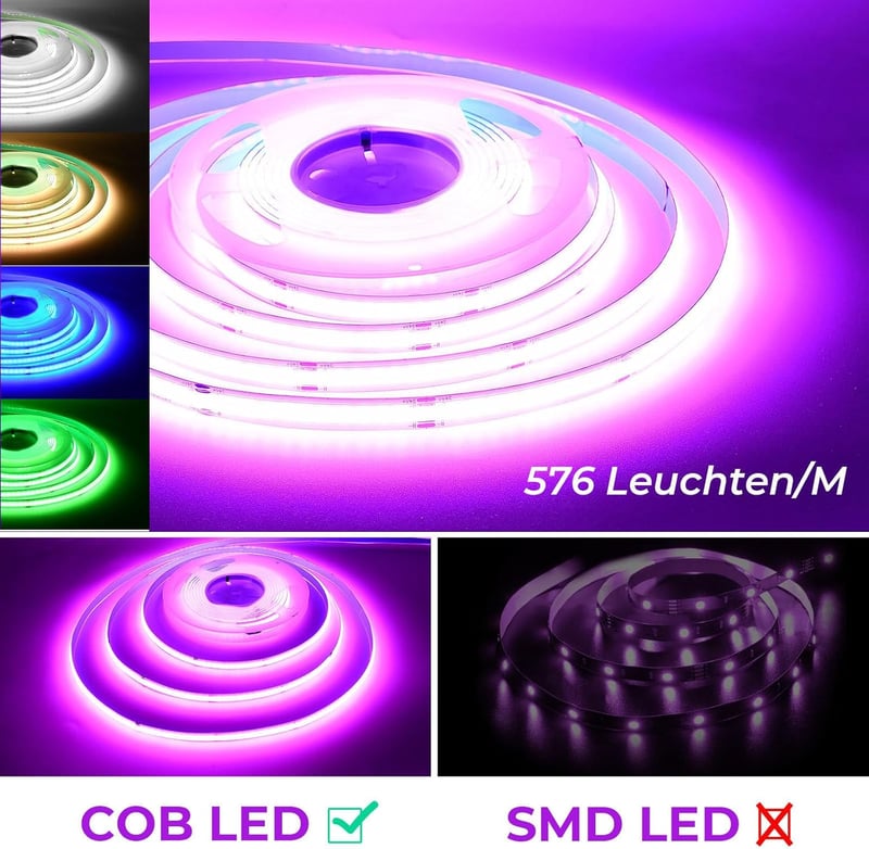 SUBOSI 10m COB LED szalag Alexa Google Home WiFi RGB zenevetítés 576 LED