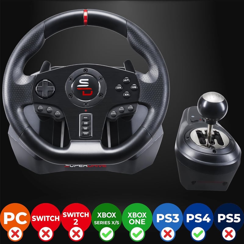 SUBSONIC Gs850-X Versenykerék Manuális Váltóval 3 Pedál Xbox PS4 Kompatibilis