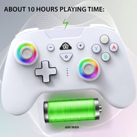 Bezdrôtový ovládač SUBSONIC pre konzoly Nintendo Switch a Switch 2 – Bluetooth, LED, vibrácie, 6-osový gyroskop – biely 8