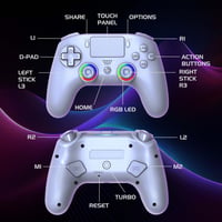 SUBSONIC Bezdrôtový ovládač pre PS5 a PC – RGB LED podsvietenie, biely – Touchpad, programovateľné tlačidlá, funkcia vibrácií 5