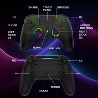 SUBSONIC Bezdrôtový ovládač pre PS5 a PC – RGB LED podsvietenie, zelený, touchpad, programovateľné tlačidlá, vibrácie 6