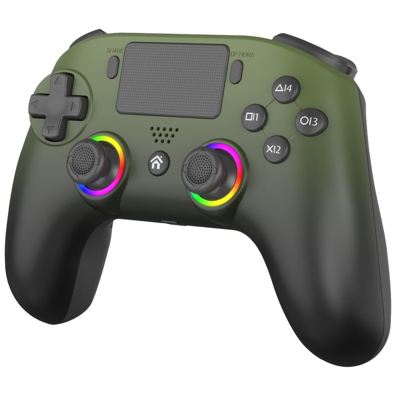 SUBSONIC Bezdrôtový ovládač pre PS5 a PC – RGB LED podsvietenie, zelený, touchpad, programovateľné tlačidlá, vibrácie