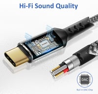 SUCESO USB C - 3.5 mm Jack Aux Kábel Samsung Galaxy S23+/S22/S21/S20/Note10, Huawei P40/P30/P20 készülékekhez, Otthoni/Autós Hifi rendszerek 6