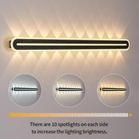 SUCIKORIO 100 cm LED Fali Lámpa - 40W Modern Fekete Világítás 3000K-6500K, 5-100% Szabályozható, Távirányítóval és Applikációval Hálószobába 3