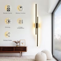 SUCIKORIO 100 cm LED Fali Lámpa - 48W Fekete Minimál Dizájn, 3000K-6500K Szabályozható Fényerő, Távirányítós és Applikációs Vezérlés Nappali 7