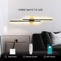 SUCIKORIO 100 cm LED Fali Lámpa - 48W Fekete Minimál Dizájn, 3000K-6500K Szabályozható Fényerő, Távirányítós és Applikációs Vezérlés Nappali 3