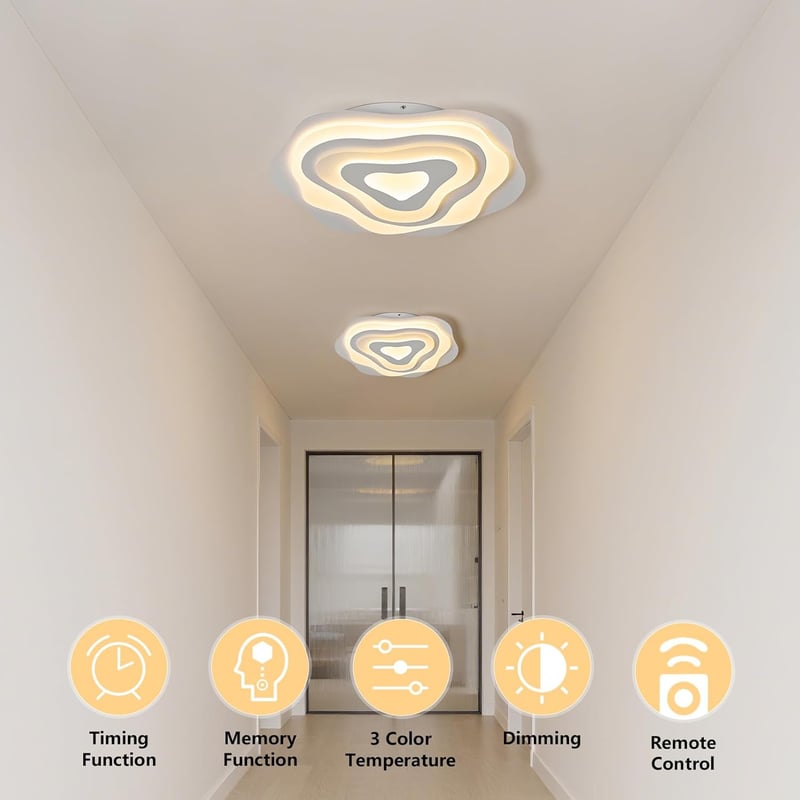 SUCIKORIO 50 cm Távirányítós LED Mennyezeti Lámpa, 48W Dimmelhető, 2700K-6500K Állítható Színhőmérséklet, Applikációval Vezérelhető, Nappali