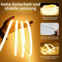 SUCIKORIO COB Neon LED traka 2 m, silikonska vodootporna vatrootporna IP65 okrugla LED traka toplo bijela 3000K 10 mm za vanjsku upotrebu 230V fleksibilna svjetlosna traka s napajanjem za zabave i kuhinju 3