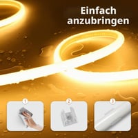 SUCIKORIO COB Neon LED traka 2 m, silikonska vodootporna vatrootporna IP65 okrugla LED traka toplo bijela 3000K 10 mm za vanjsku upotrebu 230V fleksibilna svjetlosna traka s napajanjem za zabave i kuhinju 6