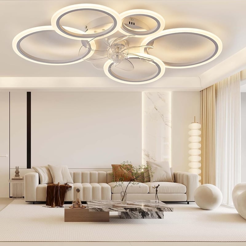 SUCIKORIO LED Mennyezeti Ventilátor Világítással - Csendes, Távirányítós, 3 Színhőmérséklet, 6 Sebesség, App Vezérlés, Nappali, Háló