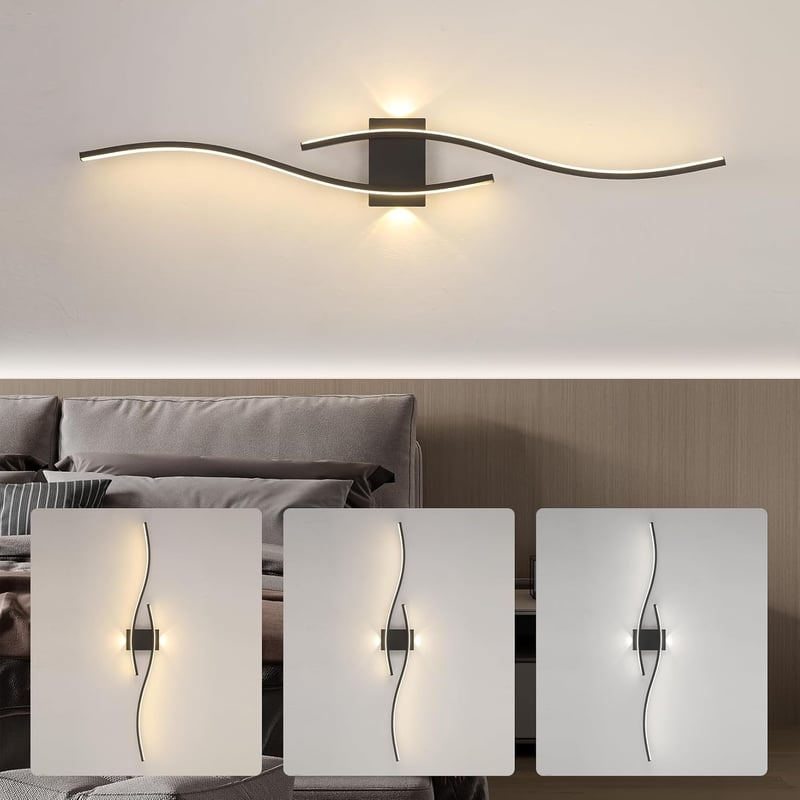 SUCIKORIO Modern LED Fali Lámpa 100 cm - 35W Fekete Alumínium Világítás 3000K-6500K Állítható Fényerővel - Nappali, Hálószoba, Folyosó Falik