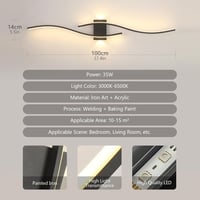 SUCIKORIO Modern LED Fali Lámpa 100 cm - 35W Fekete Alumínium Világítás 3000K-6500K Állítható Fényerővel - Nappali, Hálószoba, Folyosó Falik 4