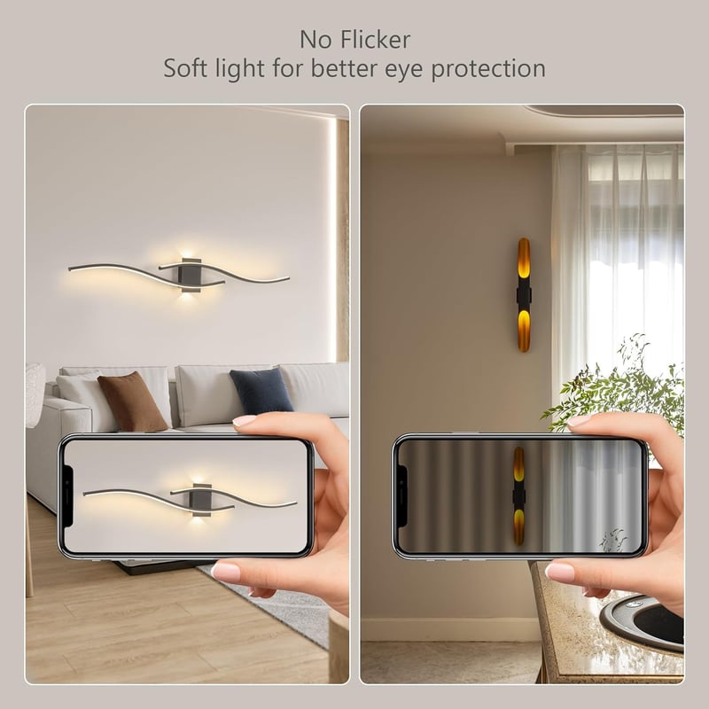 SUCIKORIO Modern LED Fali Lámpa 100 cm - 35W Fekete Alumínium Világítás 3000K-6500K Állítható Fényerővel - Nappali, Hálószoba, Folyosó Falik