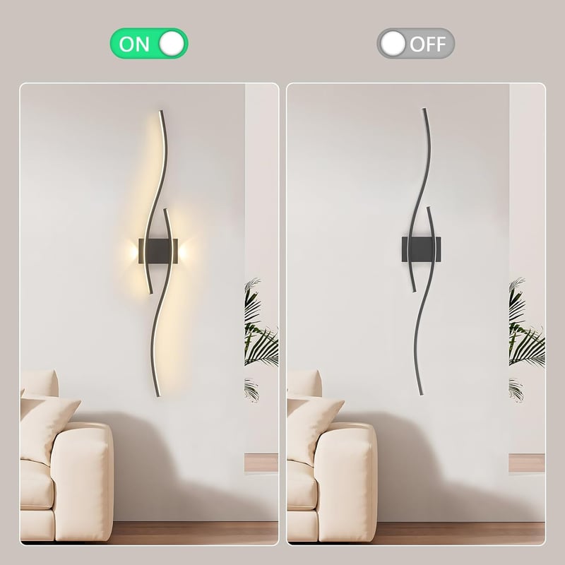 SUCIKORIO Modern LED Fali Lámpa 100 cm - 35W Fekete Alumínium Világítás 3000K-6500K Állítható Fényerővel - Nappali, Hálószoba, Folyosó Falik