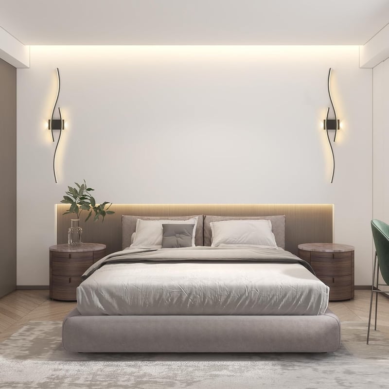 SUCIKORIO Modern LED Fali Lámpa 100 cm - 35W Fekete Alumínium Világítás 3000K-6500K Állítható Fényerővel - Nappali, Hálószoba, Folyosó Falik