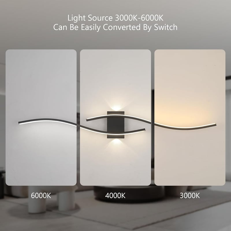 SUCIKORIO Modern LED Fali Lámpa 100 cm - 35W Fekete Alumínium Világítás 3000K-6500K Állítható Fényerővel - Nappali, Hálószoba, Folyosó Falik
