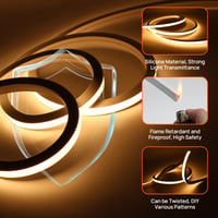 Bandă LED Neon SUCIKORIO 10 m, Silicon Impermeabil Ignifug IP65 Alb Cald 3000K 10 mm Bandă Luminoasă de Exterior 230V Flexibilă Iluminat DIY pentru Casă și Petreceri cu Sursă de Alimentare Inclusă 3