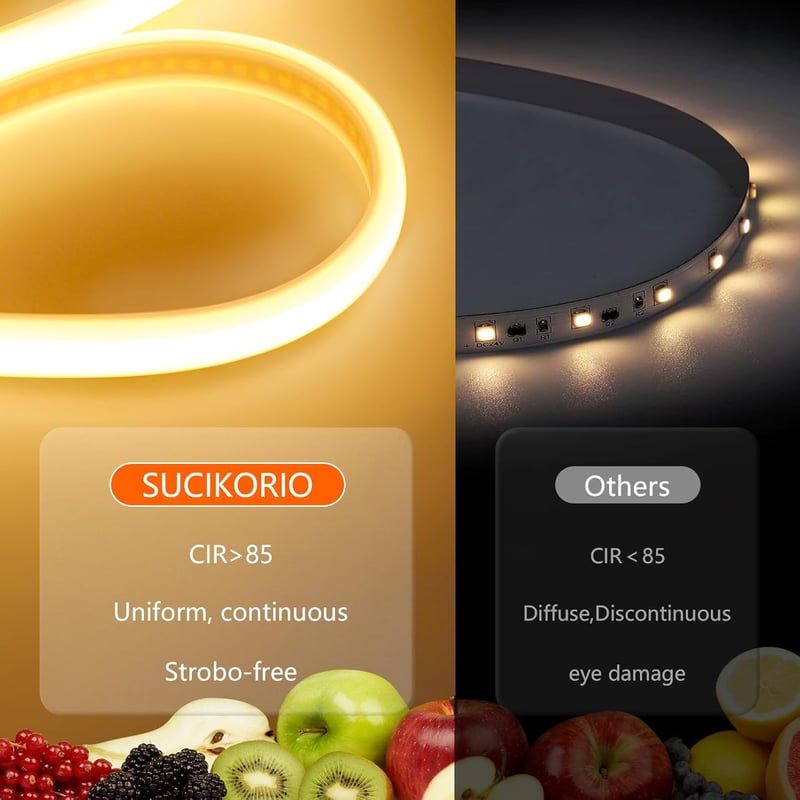 SUCIKORIO Neon LED szalag COB 10m kültéri 220V IP65 természetes fehér 4000K