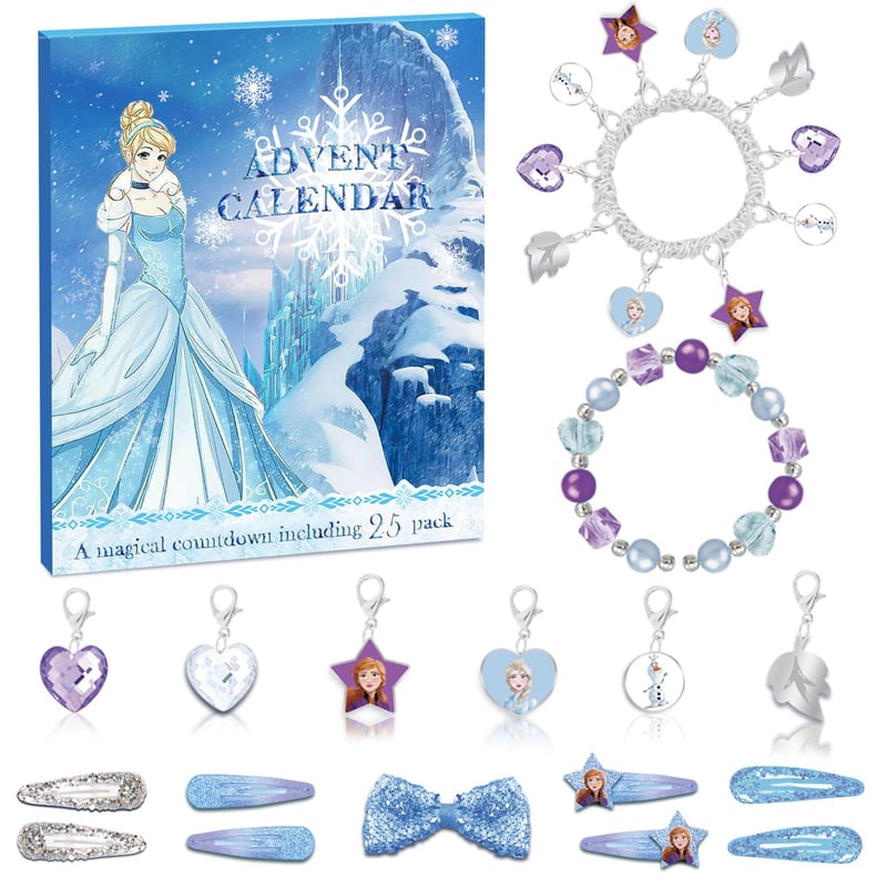 Calendar de Advent sudatong 2026 pentru fete, numărătoare inversă de Crăciun de 24 de zile în stil Frozen, set DIY cu brățări, pandantive, accesorii pentru păr și inele, cadou pentru fete cu vârste între 6 și 13 ani
