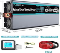 SUDOKEJI 3000W Tiszta Szinuszos Feszültségátalakító 12V-230V Inverter Távirányítóval LED Kijelzővel Autóba Lakókocsiba 8