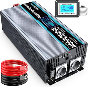 SUDOKEJI 3000W Čisti Sinusni Pretvarač Napona 12V-230V Inverter s Daljinskim Upravljačem i LED Zaslonom za Auto Kamp Kućicu
