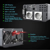 SUDOKEJI 3000W Tiszta Szinuszos Feszültségátalakító 12V-230V Inverter Távirányítóval LED Kijelzővel Autóba Lakókocsiba 3