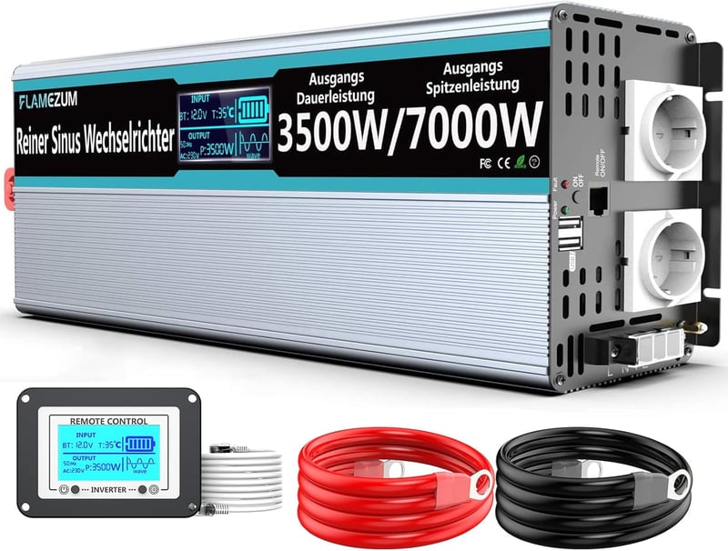 SUDOKEJI 3500W Tiszta Szinusz Inverter 12V-230V Távirányítóval USB Portokkal