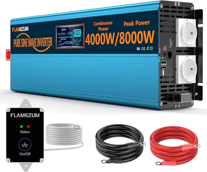 SUDOKEJI 4000W tiszta szinuszos inverter 24V/230V - 2 EU aljzat, 2 USB