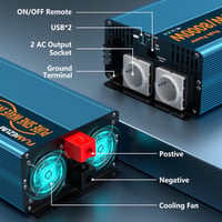 SUDOKEJI 4000W tiszta szinuszos inverter 24V/230V - 2 EU aljzat, 2 USB 3