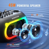SUDOTACK Karaoke Gép 2 Vezeték Nélküli Mikrofonnal, Bluetooth Hangszóró 2
