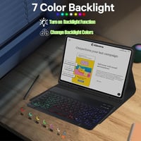 SUEEWE Billentyűzetes Tok Samsung Galaxy Tab S10 Ultra / S9 Ultra / S8 Ultra 14.6" - TPU Hátsó Védelem 7 Színű LED Világítású Kivehető QWERT 2