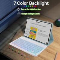 SUEEWE Billentyűzetes Tok Xiaomi Pad 6s Pro 12.4" Tablethez - TPU Hátlap, 7 Színű Háttérvilágítás, Levehető QWERTZ Billentyűzet, Kék 2