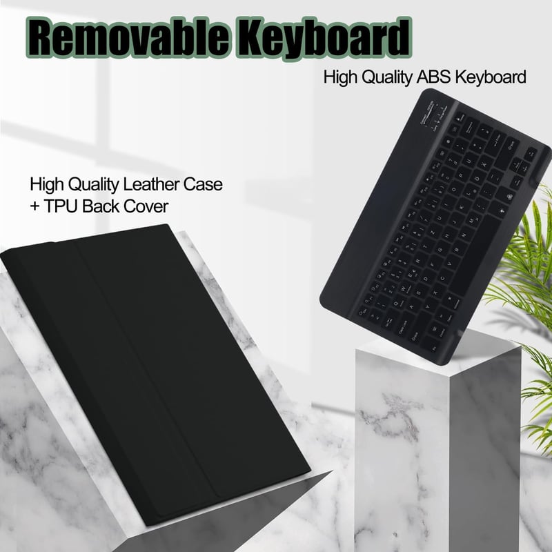 SUEEWE Bluetooth Billentyűzetes Tok Samsung Galaxy Tab S10 FE+/Plus 13,1" Tablethez - 7 Színű Háttérvilágítás, Levehető QWERTZ, TPU Hátlap, 