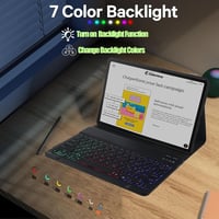 SUEEWE Háttérvilágítású Bluetooth Billentyűzetes Tok Xiaomi Pad 6s Pro 12.4" Tablethez - Levehető QWERTZ Billentyűzet, 7 Színű LED, TPU Védő 2