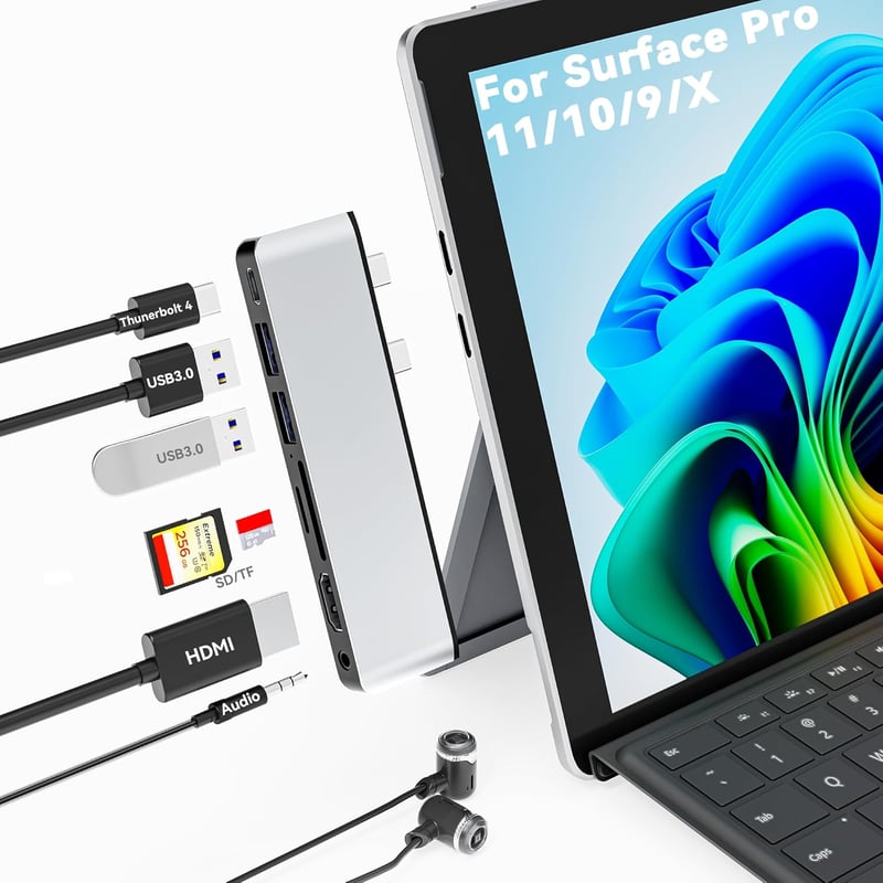 Suejezt Surface Pro 11/10/9 dokkoló állomás 4K HDMI USB-C Thunderbolt 4 hub