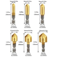 Sufubyte 6 részes 1/4" HCS fáziskés készlet 5 élű 6-19mm fához és fémhez 2