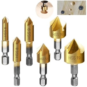 Sufubyte HCS upuštači 1/4" hex, 5 oštrica, 6–19 mm, 6 kom – set od 4 pakiranja