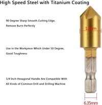 Sufubyte 6 részes 1/4" HCS fáziskés készlet 5 élű 6-19mm fához és fémhez 4