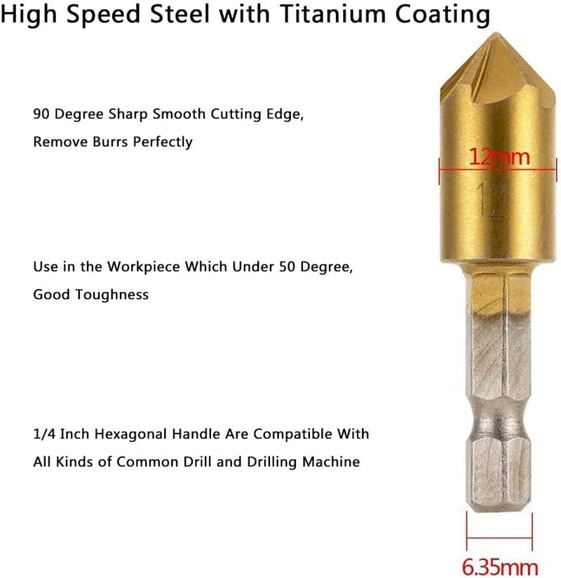Sufubyte 6 részes 1/4" HCS fáziskés készlet 5 élű 6-19mm fához és fémhez