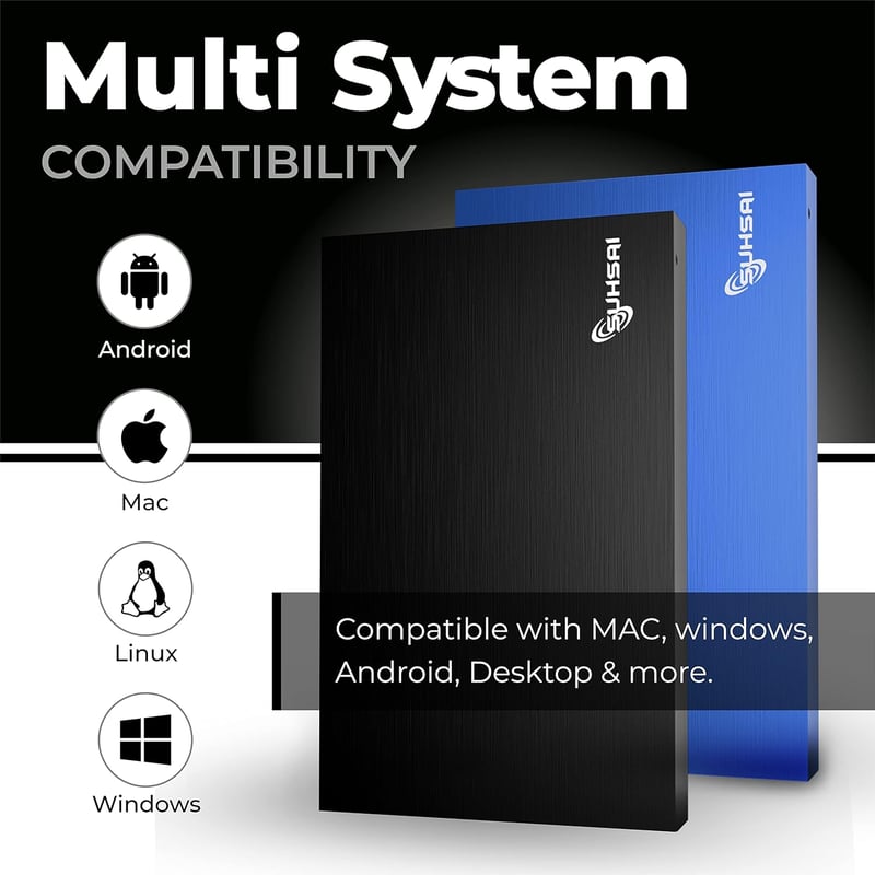 SUHSAI 1TB Hordozható Külső Merevlemez USB 3.0 PC Mac Laptop Konzol